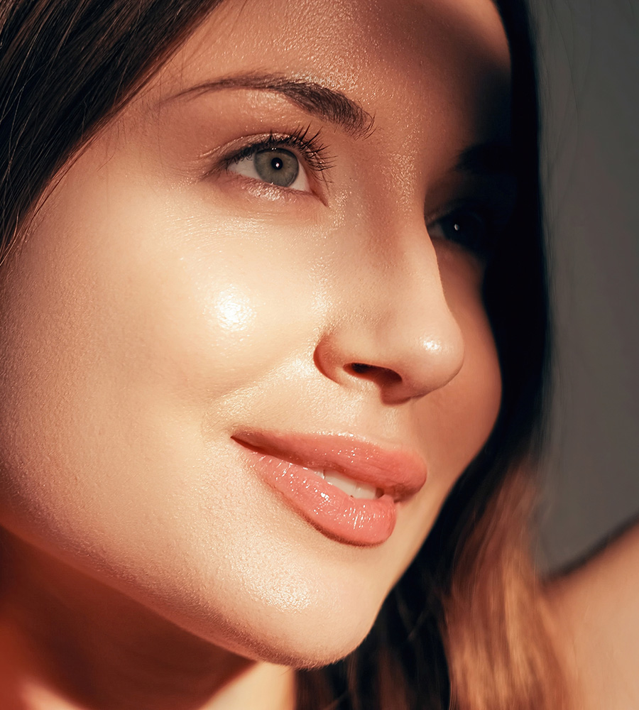 Up close of a womans face