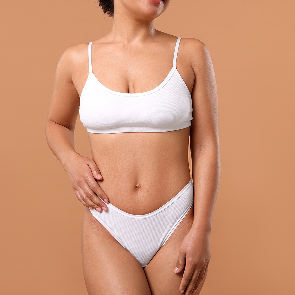 Woman in white underwear